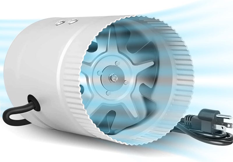 Inline Booster Duct Fan 4" HVAC Exhaust Ventilation Blower with Low Noise for Bathrooms, Kitchens, Basements, Attics, Grow Tents